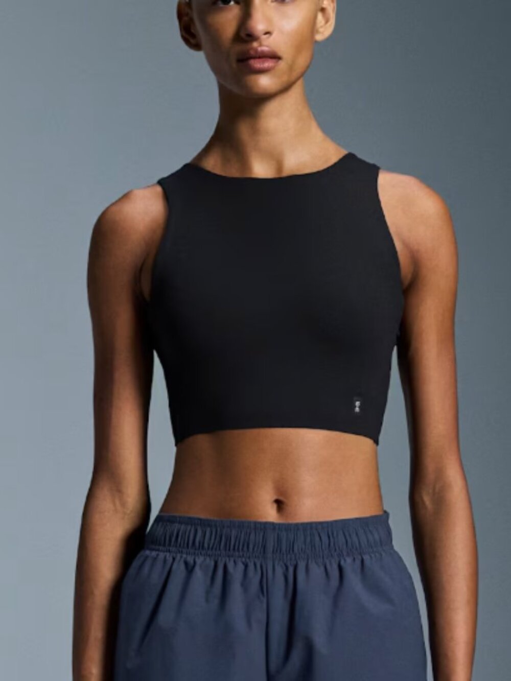 OnCloud Core 2-in-1 Crop High Neck Low Back Longline Sports Bra Tank Black S $55